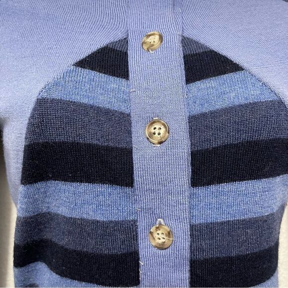PRELOVED Reclaimed 100% Wool Striped Sweater Cardigan XS - Picture 2 of 10